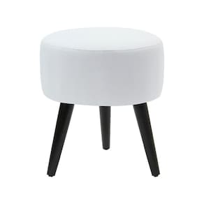 Puff Banco Nina Em Tecido Suede - Branco - Cor: Branco