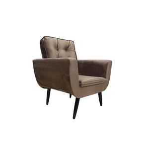 Poltrona Saturno Para Sala De Estar Quarto Escritório Tecido Suede - Marrom - Cor: Marrom