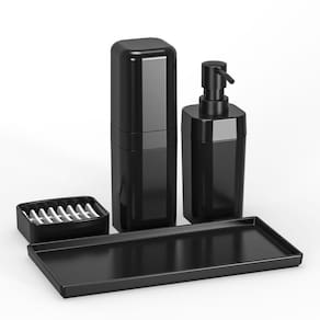 Kit Banho Com Tampa 4 Peças Cor Preto Linha Splash/coza Preto