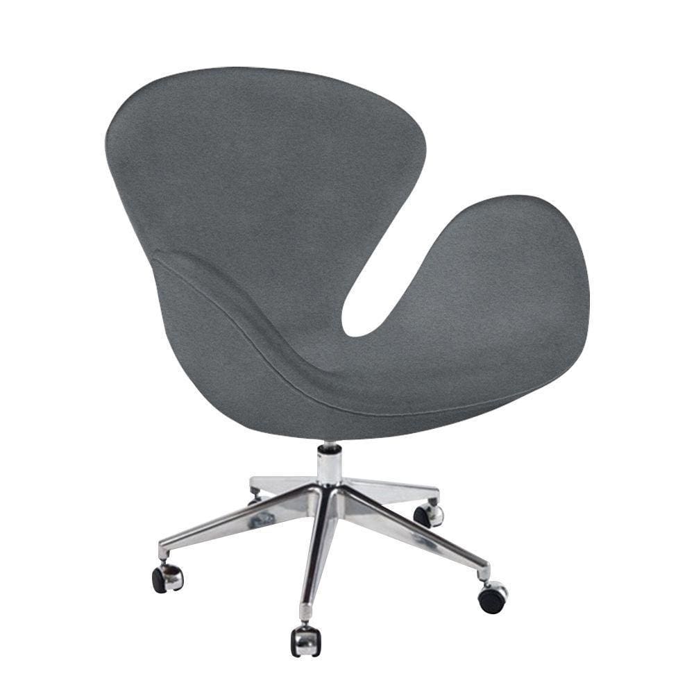 Poltrona Swan Office Giratória Linho Cinza Cor Cinza