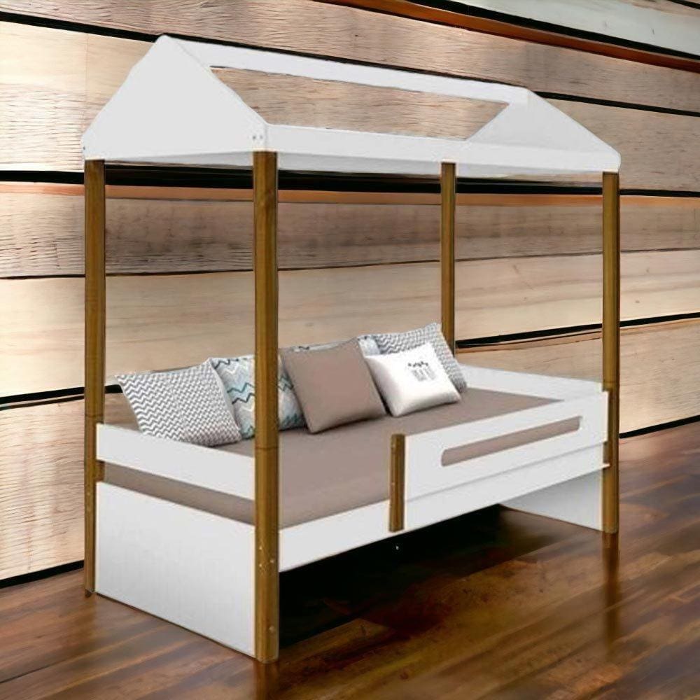 Cama Casinha Lara Branca com Colchão