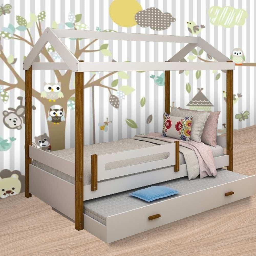 Cama Casinha Eliz Branca com Auxiliar