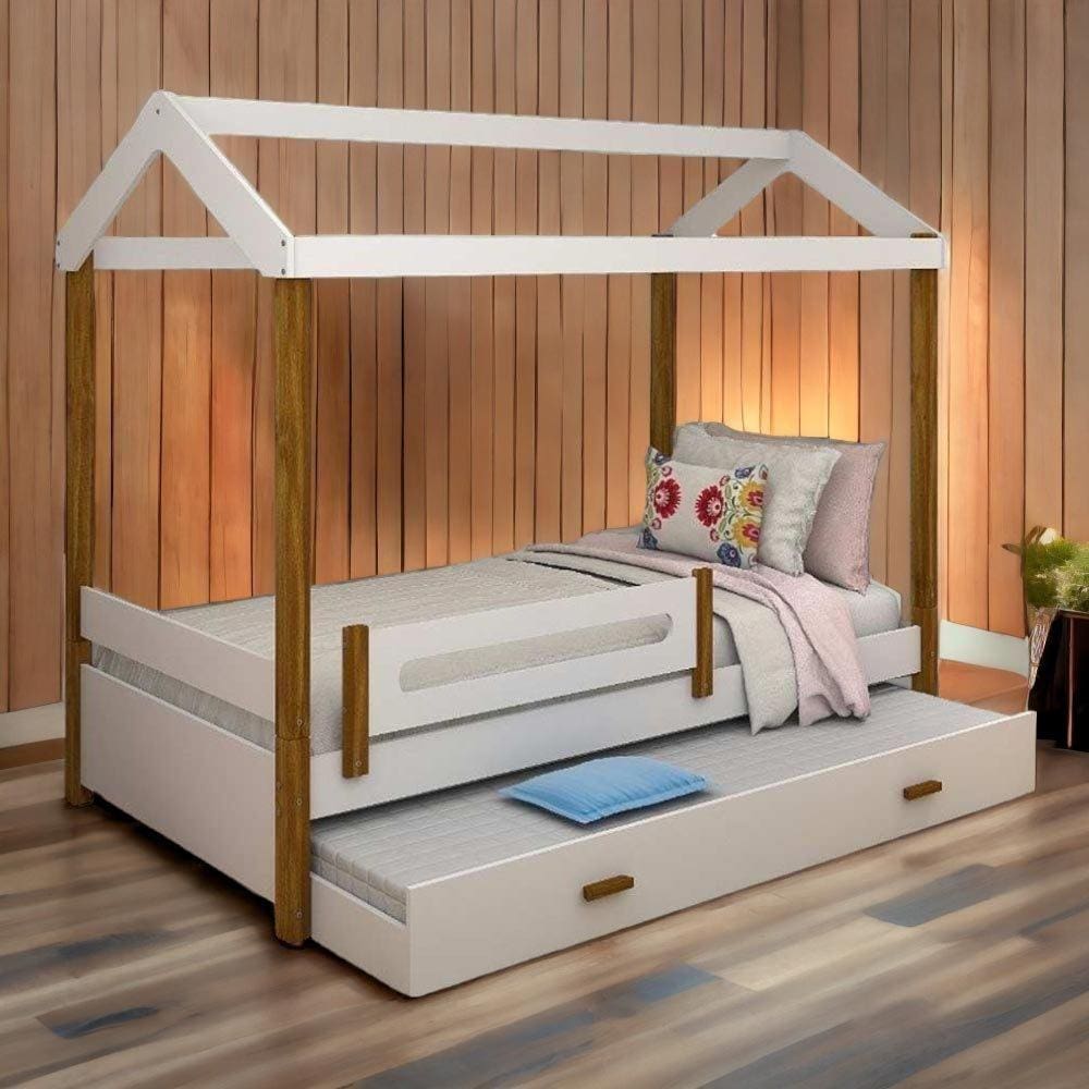 Cama Casinha Elisa Branca com Cama Auxiliar