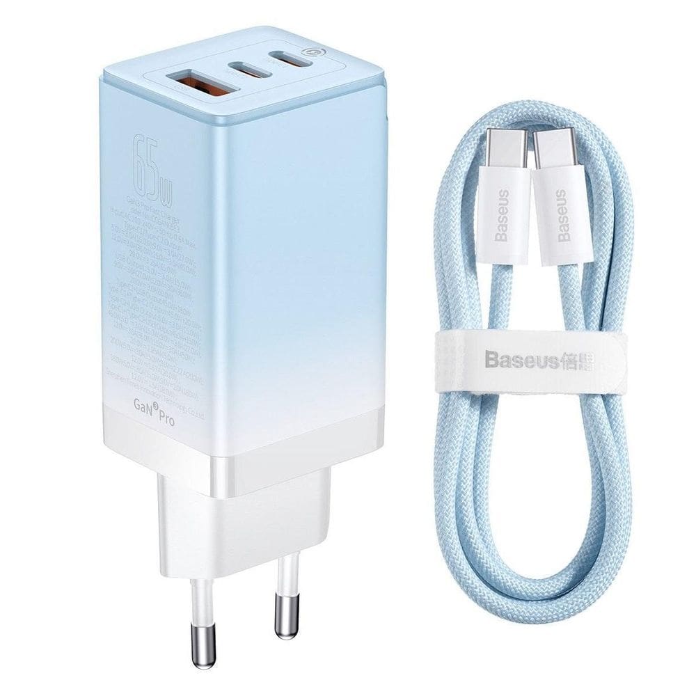 Carregador Baseus 65W Gan 3 Em 1 Portátil