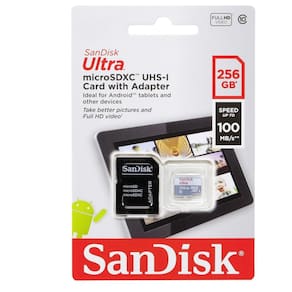 Cartão de memória SanDisk Ultra MicroSD 256GB, Classe 10, Leitura de até 100MB/s, SDSQUNR-256G-GN6TA SANDISK