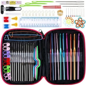 Kit Crochê Com Estojo Completo 100 Peças Agulhas Marcadores
