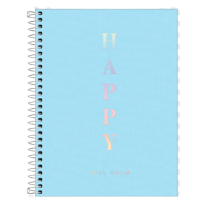 Caderno Colegial Happy Capa Plástica Tilibra Azul pastel