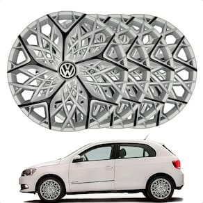 Jogo 4 Calotas Aro 14 Prata e preto Volkswagen Gol Saveiro Parati Voyage G4 G5 G6 Emblema Incluído