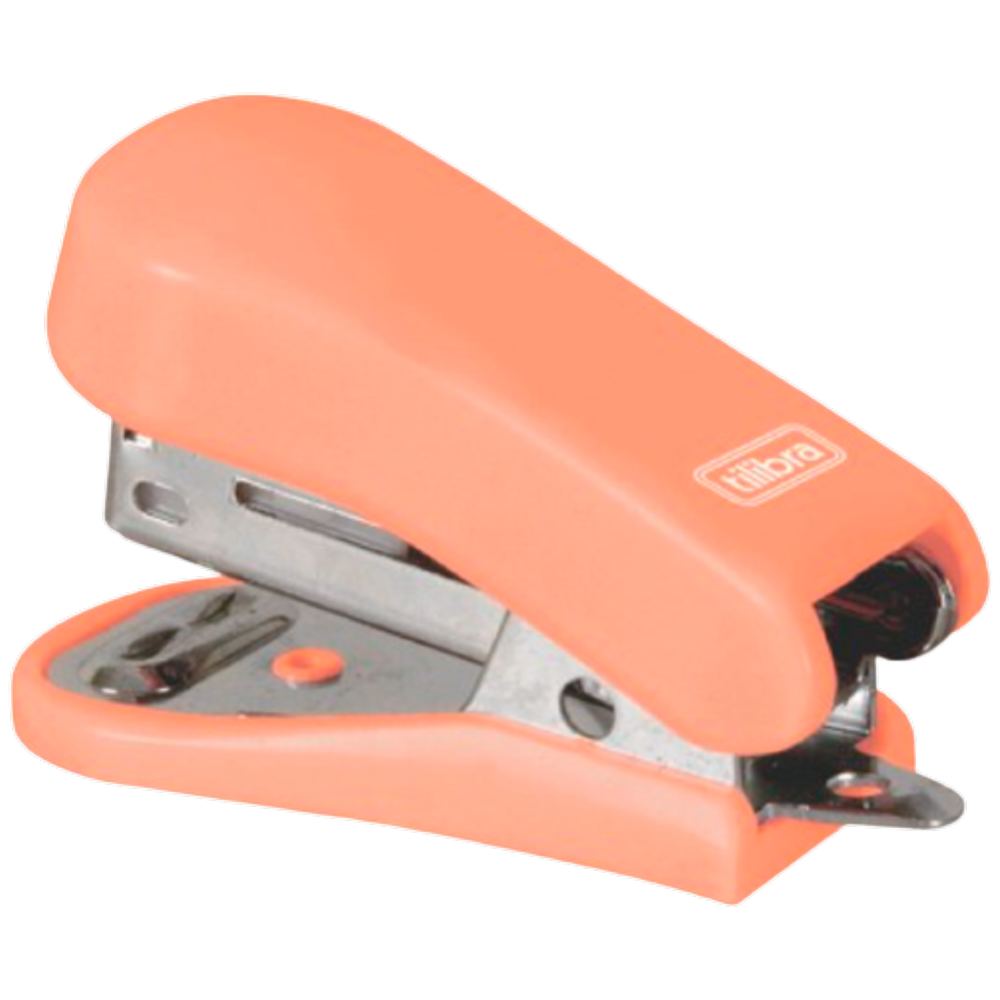 Grampeador Mini G101 c/ extrator de grampos Tilibra Salmão