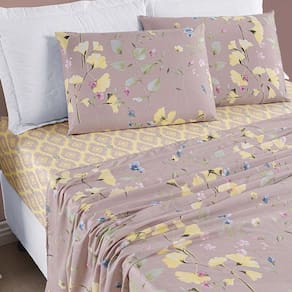Jogo De Cama Lençol Casal King 04 Peças Microfibra Estampada Ayla - Lavanda Floral