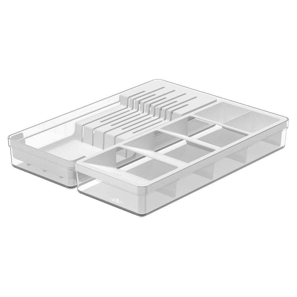 Organizador de Facas e Talheres Clear 37,5x30x5,6 cm Branco OU