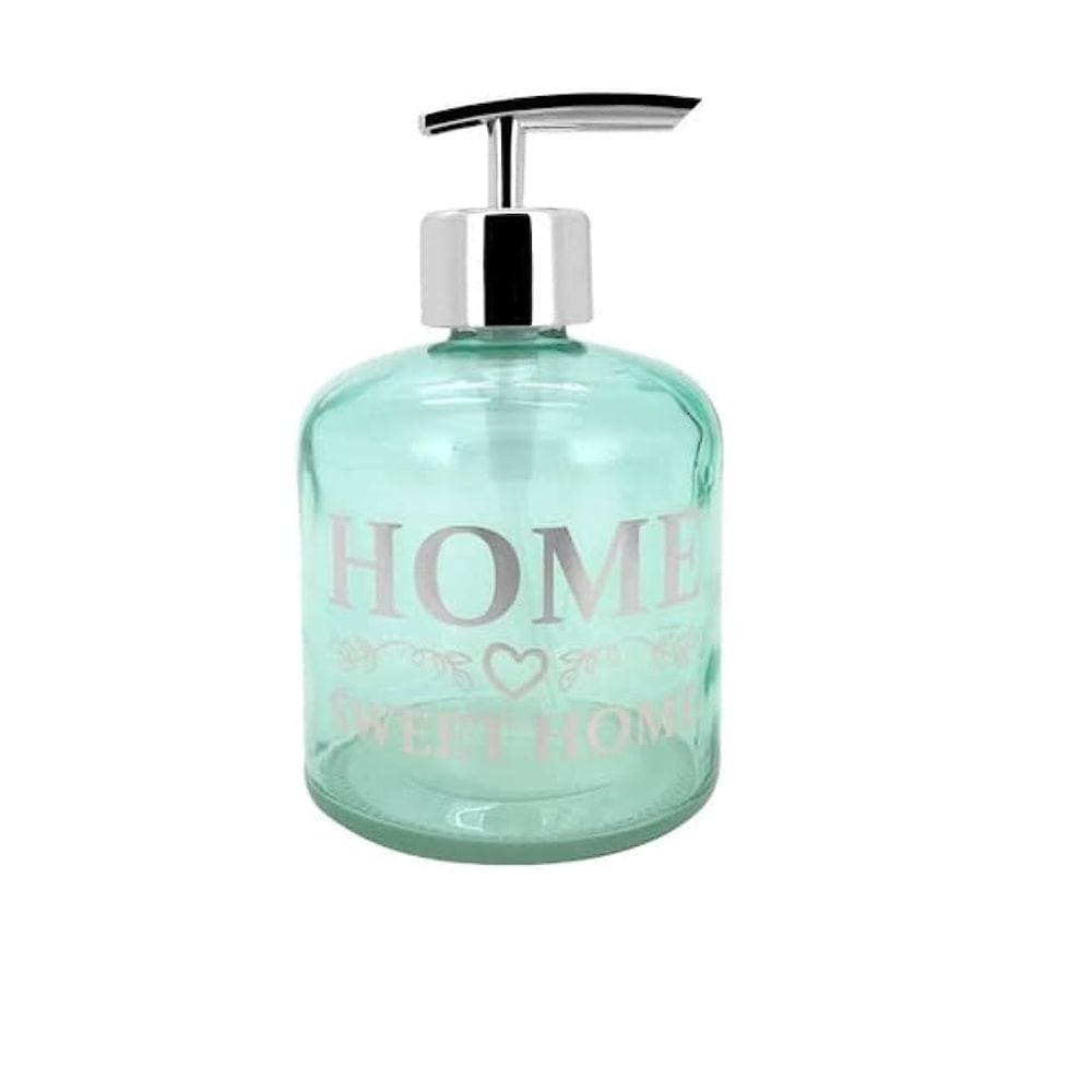 Porta Sabonete Líquido Vidro Sweet Home Verde e Prata 350ml - Yazi