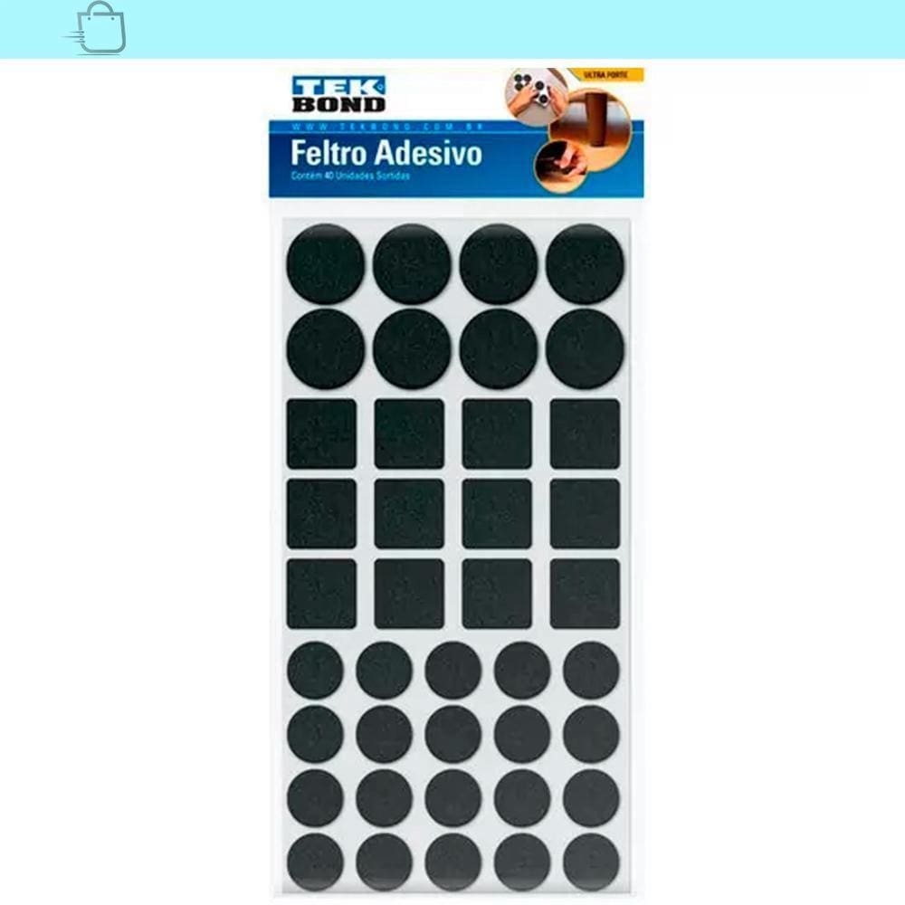 Feltro Protetor Adesivo Diversos Preto 40 Un