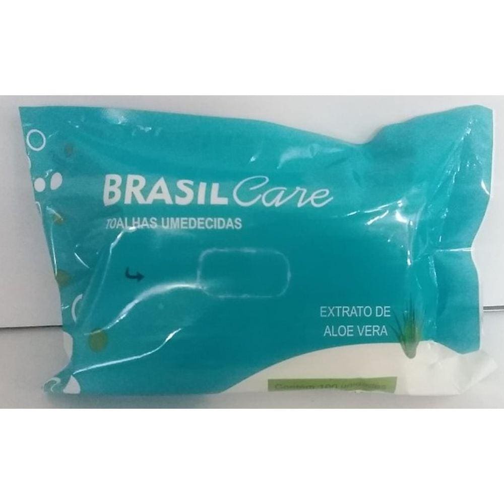 Toalhas Umedecidas Brasil Care Com Extrato De Aloe Vera C/100 Un.