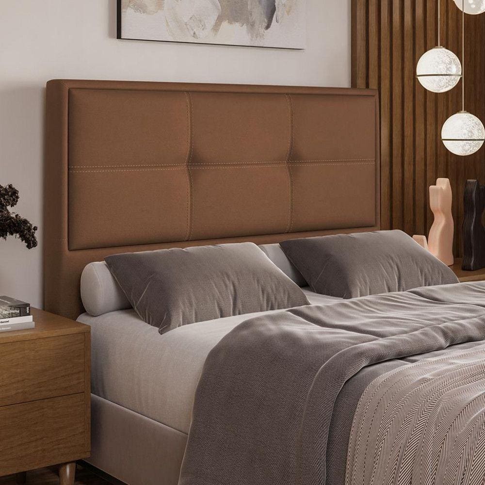 Cabeceira Estofada Casal 140cm Corino Monte Carlo Dobuê