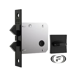 Fechadura 1006 Bater Correr Banheiro Preta Roseta Quadrada Stam