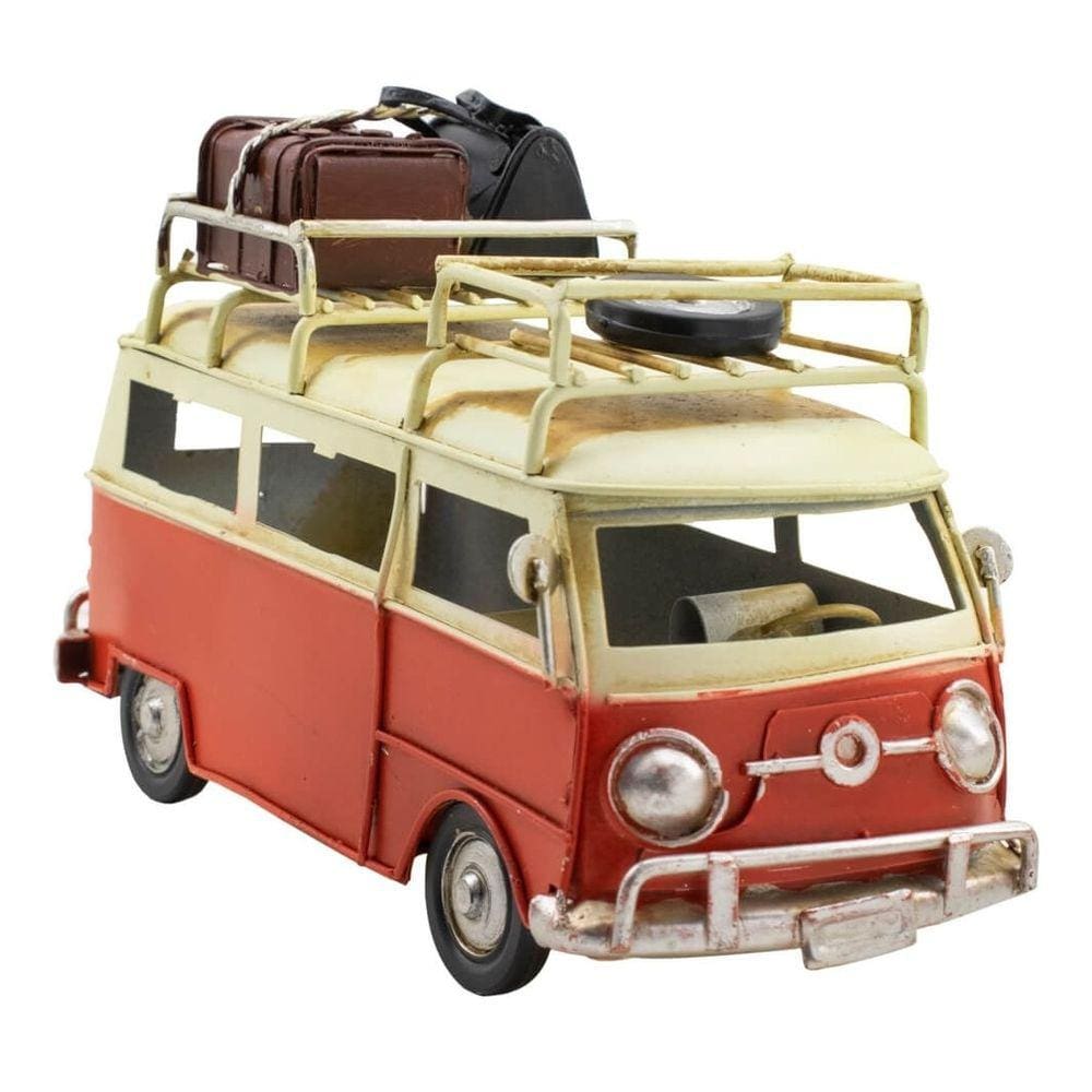 Kombi Vermelho Com Bagagens 16.5cm Estilo Retrô - Vintage