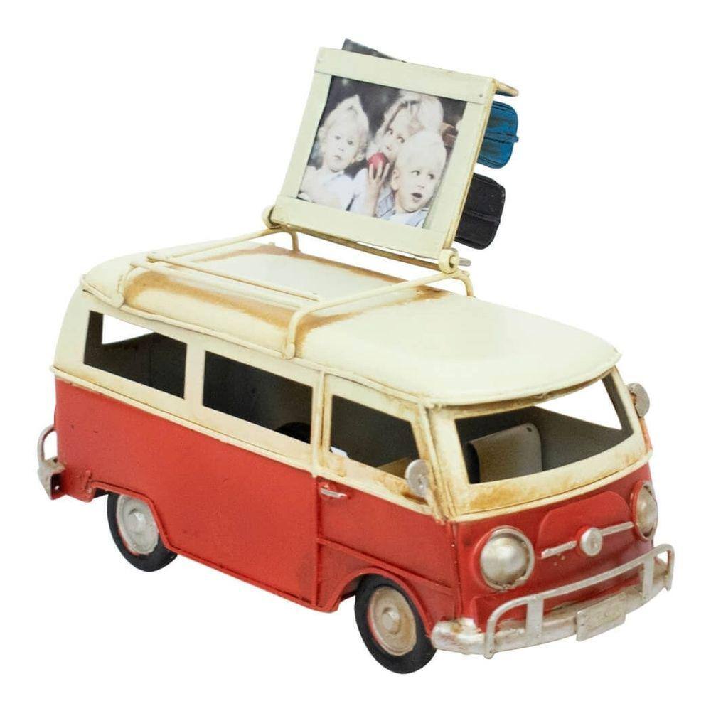 Kombi Vermelho Porta Retrato 11x16.5x7cm Estilo Retrô - Vint