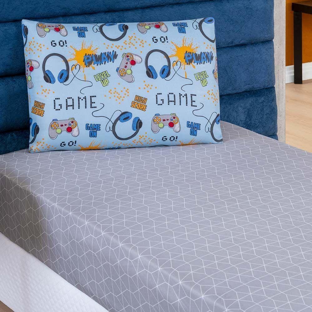Jogo De Cama Lençol Carrosel Solteiro 02 Peças Infantil Estampado Divertido - Game