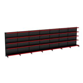 Gondola Parede 196 Flex Kit 7 Metros Preto Pe Vermelho
