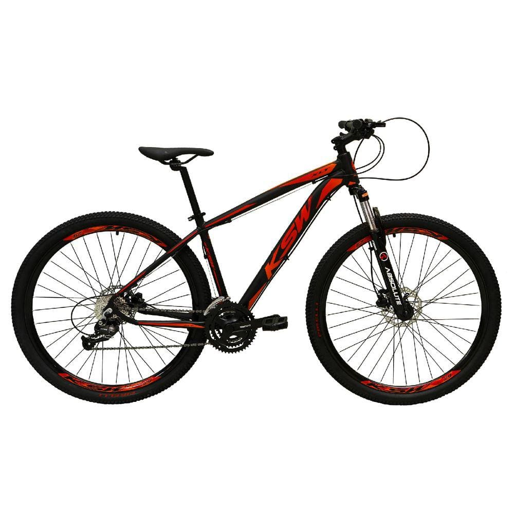 Bicicleta aro 29 Ksw Xlt 27v Câmbios Shimano Altus Freios Hidráulicos - Preto\\Laranja