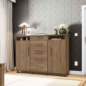 Cômoda 2 Portas 5 Gavetas e Chave Com Pés Lisboa Plus - Lanza