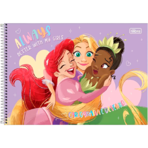 Caderno Desenho Cartografia 80F Tilibra Princesas Lilás
