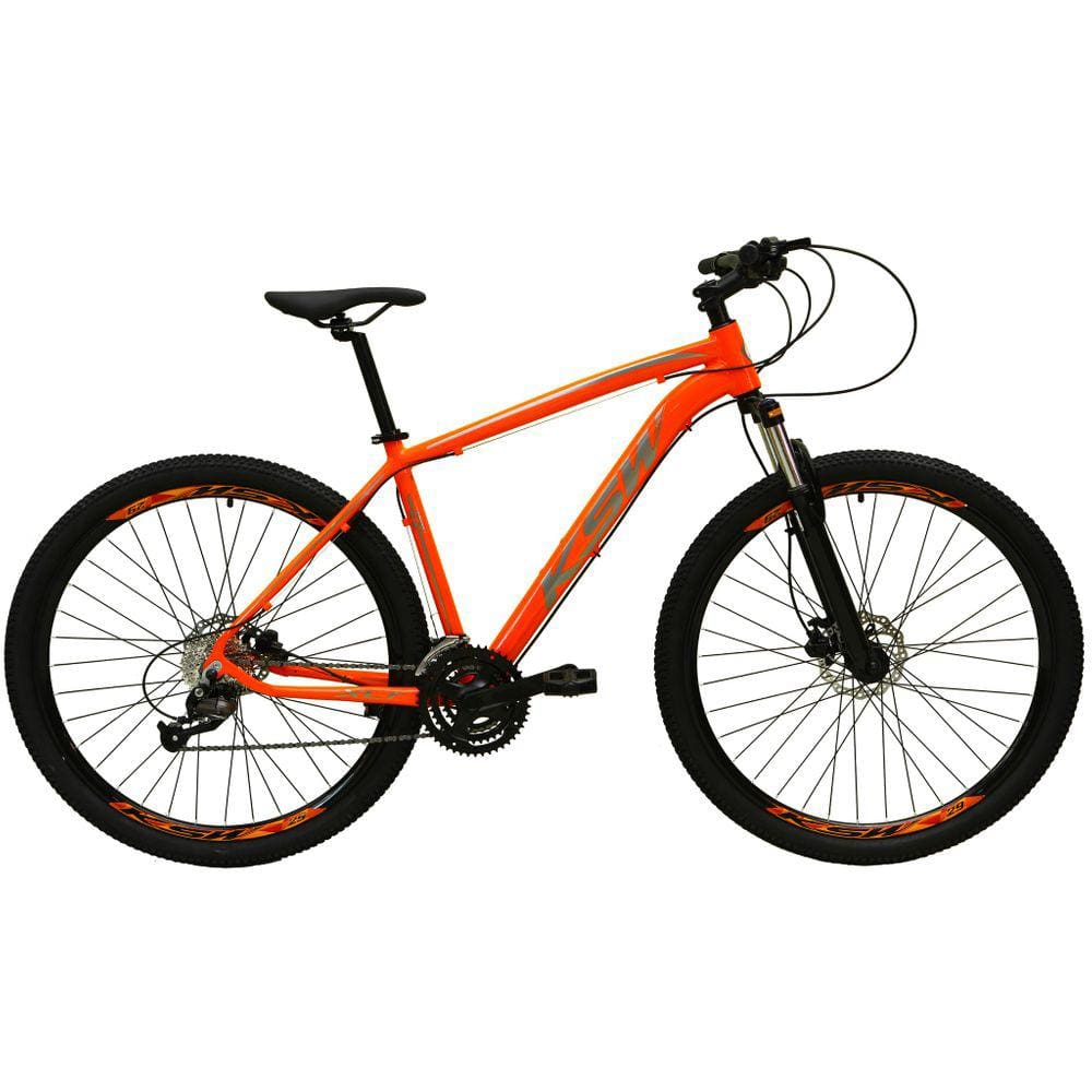 Bicicleta Aro 29 Ksw Xlt 27v Freio Hidráulico K7 Garfo com Trava - Laranja