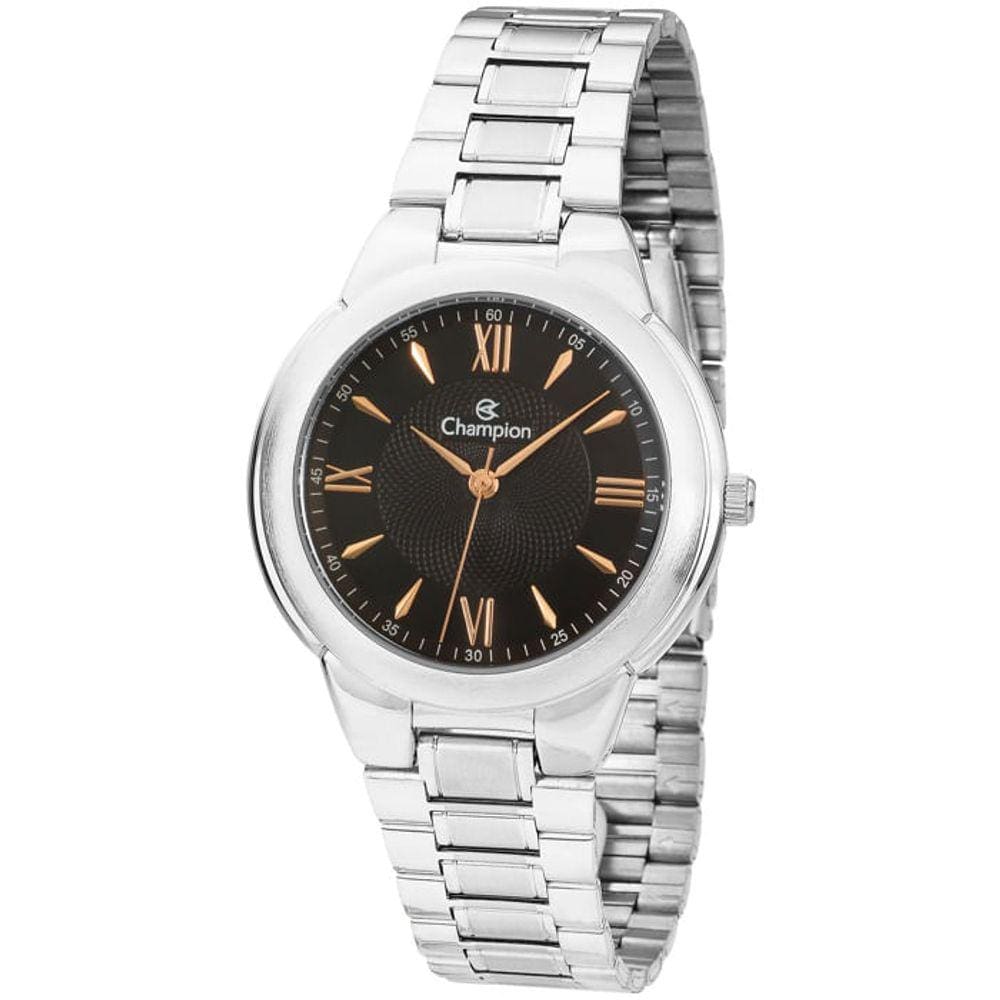 Relógio CHAMPION unissex preto prata CH22984T