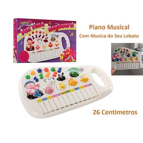 Pianinho Teclado Musical Infantil Som Luz Fazendinha Animais Cor