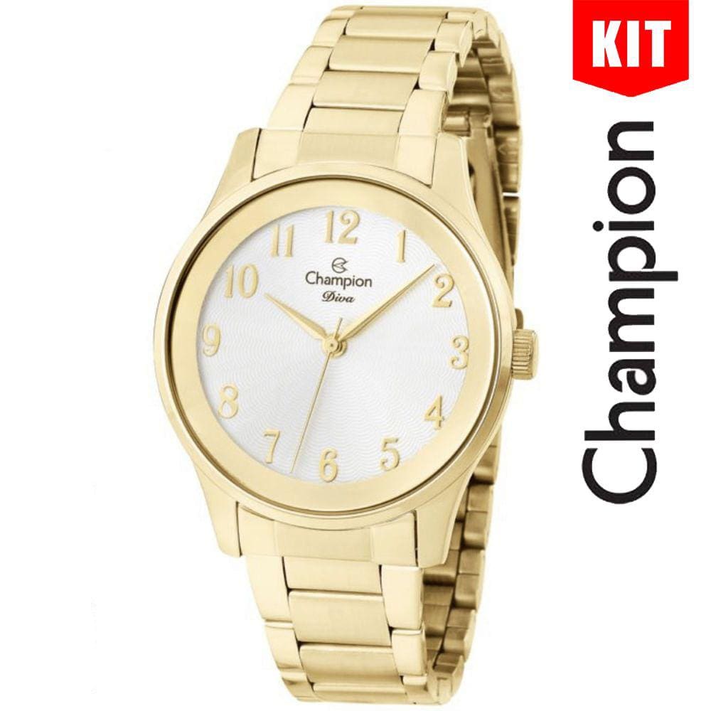 Relógio CHAMPION KIT espelhado dourado feminino CN25243W