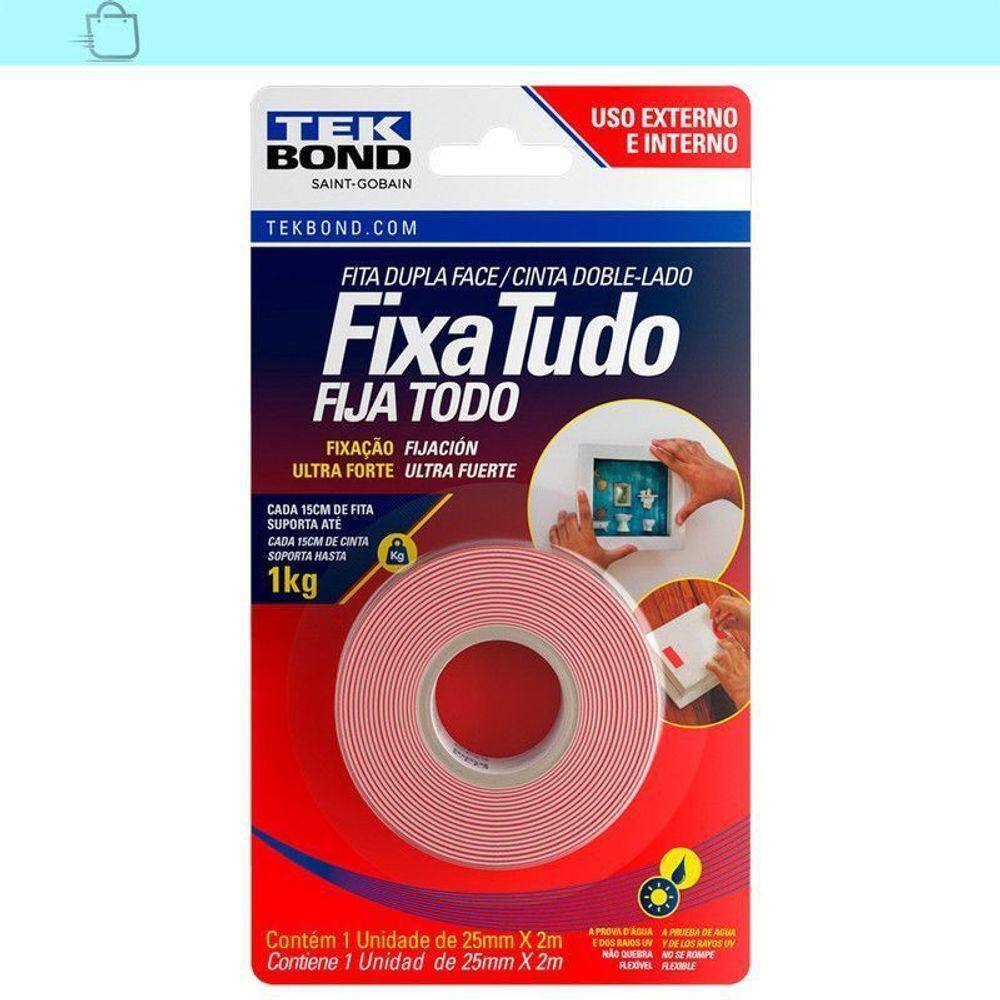 Fita Dupla Face Fixa Tudo Uso Externo 25mm x 2m