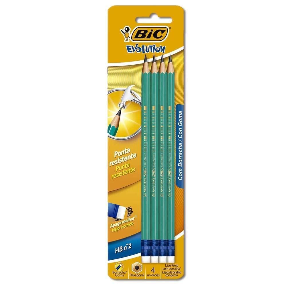 Lápis Preto Nº 02 Com Borracha Bic Evolution Kit C/4 Un Hexa