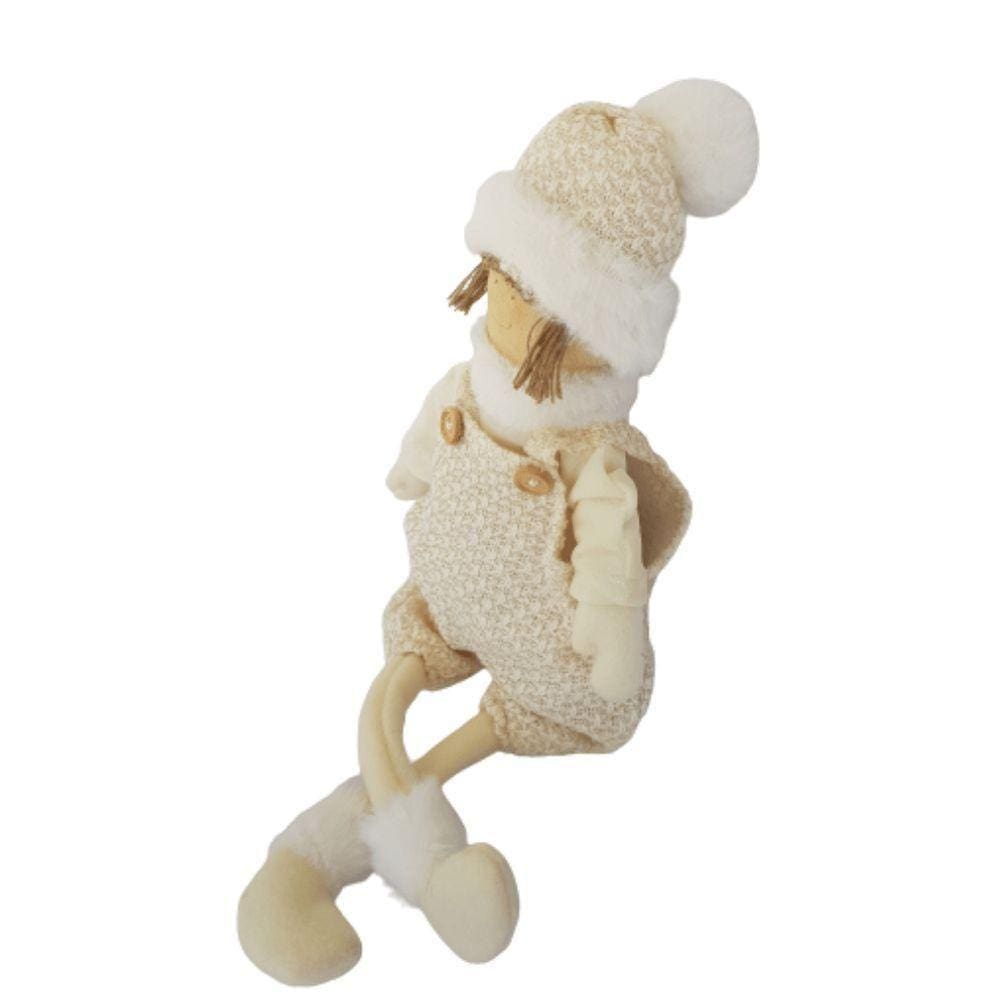 Menino Decorativo Sentado Em Tecido 52cm