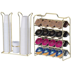 Kit Suporte Porta 32 Cápsulas Café Dolce Gusto Organizador Copos Descartáveis Dourado - Future