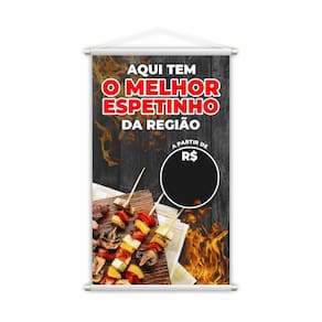 Banner Melhor Espetinho Carne Preço Fundo Preto Grande