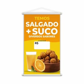 Banner Temos Salgado E Suco Diversos Sabores Preço Grande
