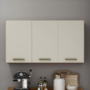 Armário Aéreo 120cm 3 Portas São Luis Valdemóveis Cinamomo/Off White
