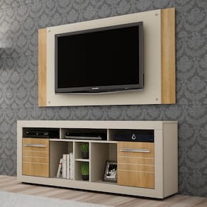 Rack com Painel para TV até 46 Polegadas Firenze Valdemóveis Off White/Cinamomo