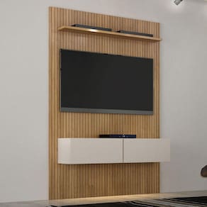 Estante Home Suspenso Frisado Para TV Até 50 Polegadas Curitiba Valdemóveis Cinamomo/Off White