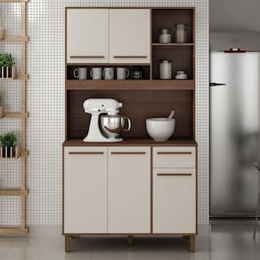 Armário de Cozinha 5 Portas 1 Gaveta e Nichos Ametista Valdemóveis Chocolate/Off White