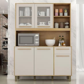 Armário para Cozinha 5 Portas 1 Gaveta Rubi Valdemóveis Cinamomo/Off White