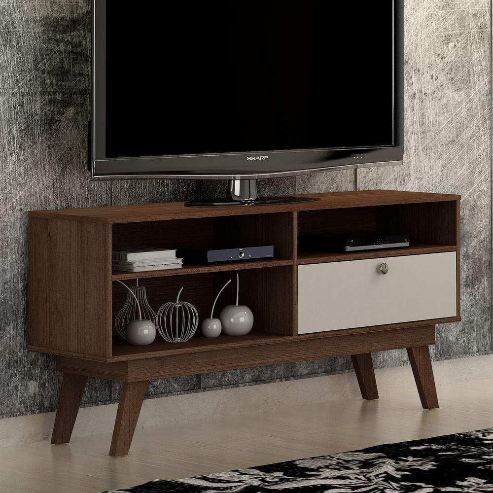 Rack para TV até 50 Polegadas 1 Porta Houston Valdemóveis Chocolate/Off White