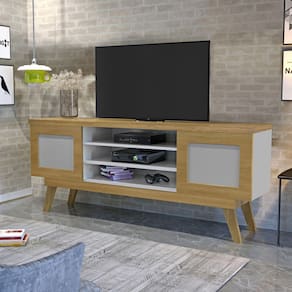 Rack para TV até 65 Polegadas 2 Portas Detroit Valdemóveis Cinamomo/Off White