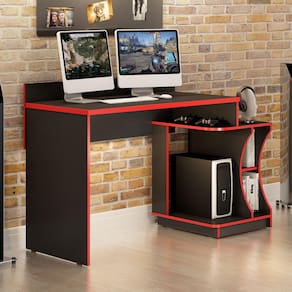 Mesa para Computador Gamer Valdemóveis Preto/Vermelho