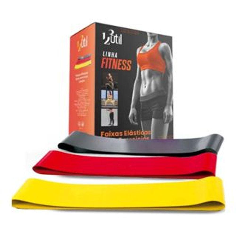Jogo 3 Elásticos Extensor Treino Resistência Ginástica