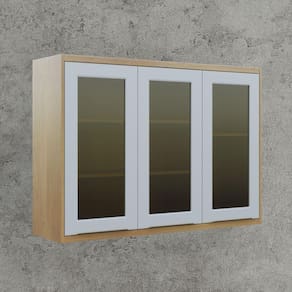 Armário para Cozinha 3 Portas Detalhe em Vidro 120cm Itália Valdemóveis Cinamomo/Off White