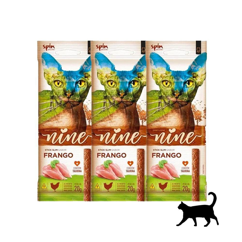 KIT 3 Stick Para Gatos Spin Pet Nine Cat Frango 20g
