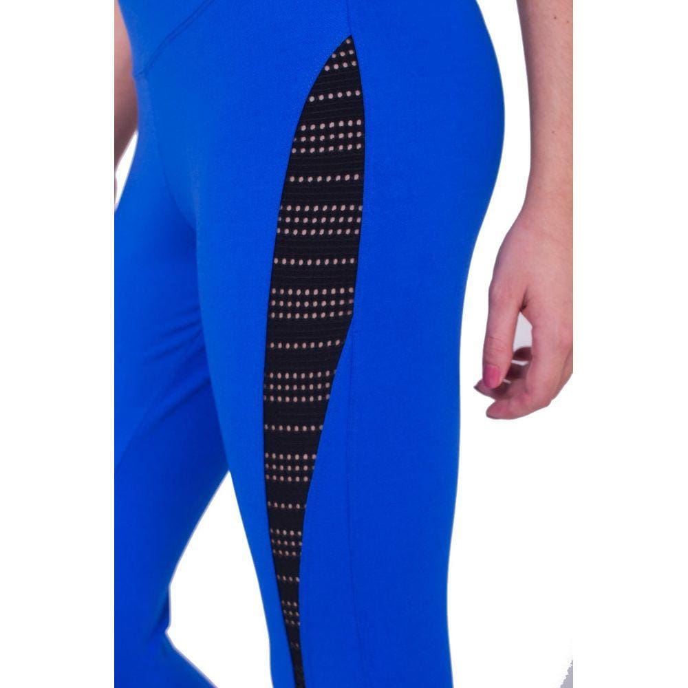 Calça Legging Fitness Detalhe Furadinho em Suplex Azul