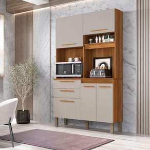 Armário de Cozinha 5 Portas 2 Gavetas Dubai Sallêto Móveis - Cinamomo/Off